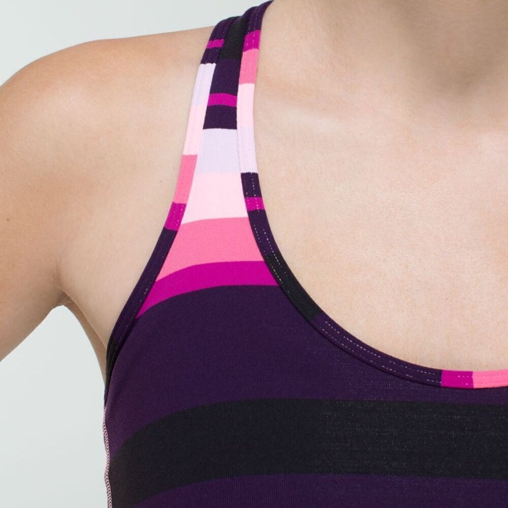 Lululemon Cool Racerback Assorted Stripe Bleached Coral Tank Top 21961 - Picture 5 of 12